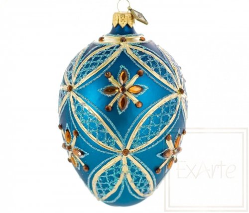Christmas ornament egg 13cm - Ambers on turquoise