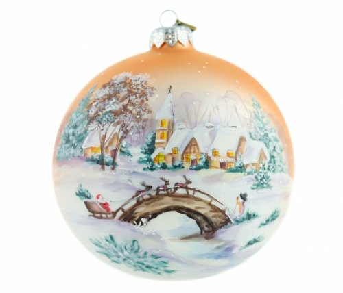Glass ornament 12cm ball - Santa is coming