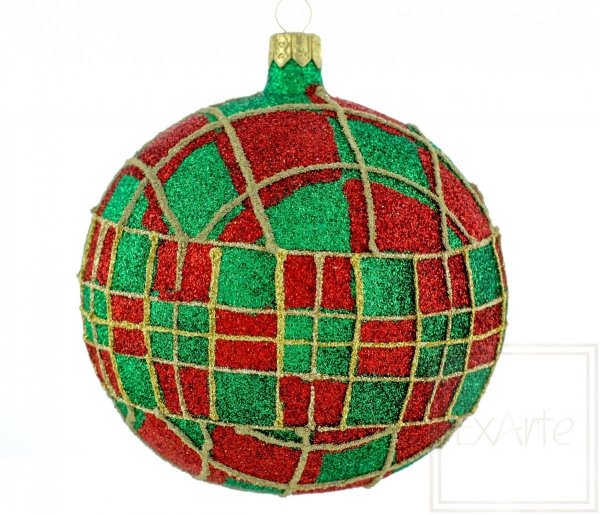 bombka czerwono-zielony tartan