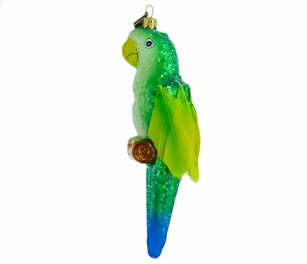 Glaskugel Smaragd Papagei 15cm