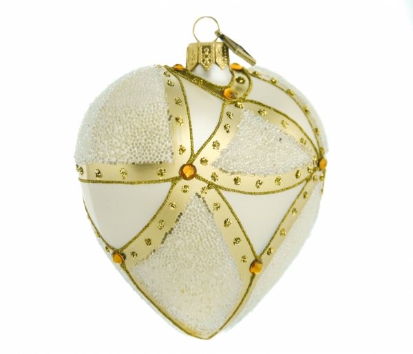 Weihnachtskugel Herz 9cm - Goldfrost
