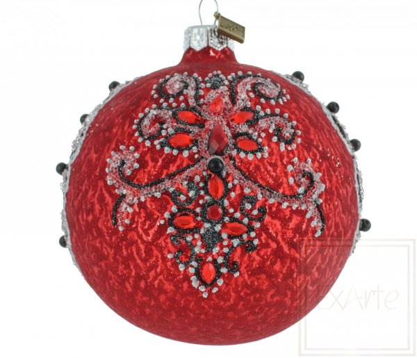 czerwona bombka z czarnym wzorem / Ball von 10cm - Le Grand Bal