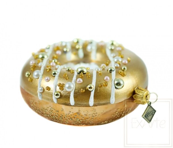 Christmas bauble Donut with golden glaze - 10cm
