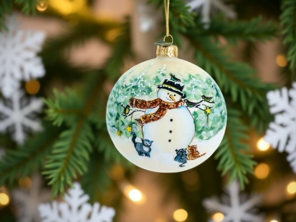 Szklana bombka kula z bałwankiem