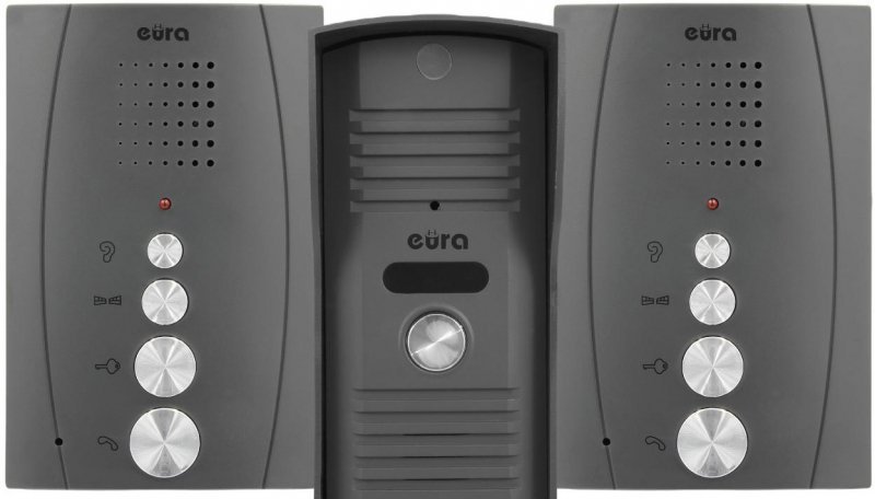 DOMOFON &#039;&#039;EURA&#039;&#039; ADP-51A3 &#039;&#039;DIFESA&#039;&#039; - 1-rodzinny, 2 unifony, interkom, grafit