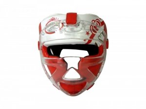 Kask bokserski MASTERS z maską czerwony KSS-M
