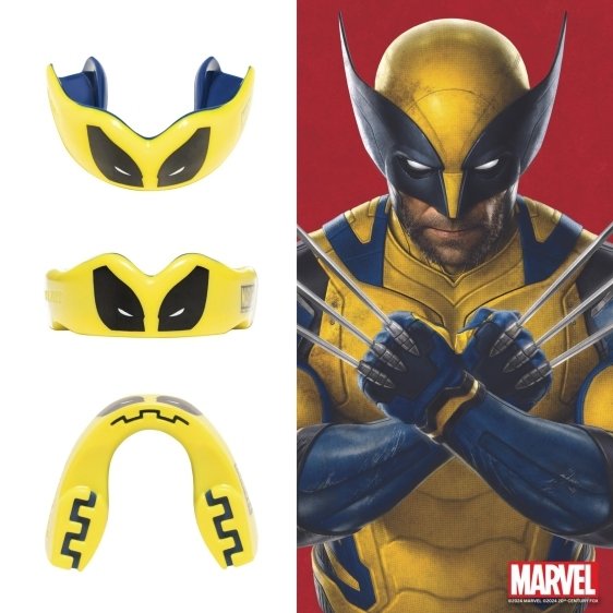 Ochraniacze zębów OZ-TT &quot;Extro Marvel Wolverine&quot; żółto-niebieskie SENIOR 
