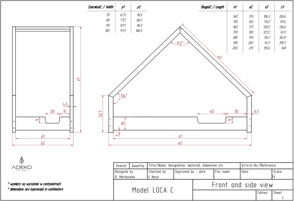 Loca C 80x190cm Łóżko dziecięce drewniane ADEKO