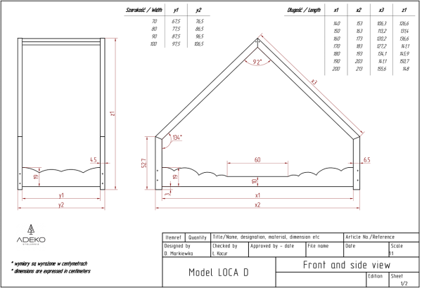 Loca D 90x200cm Łóżko dziecięce drewniane ADEKO