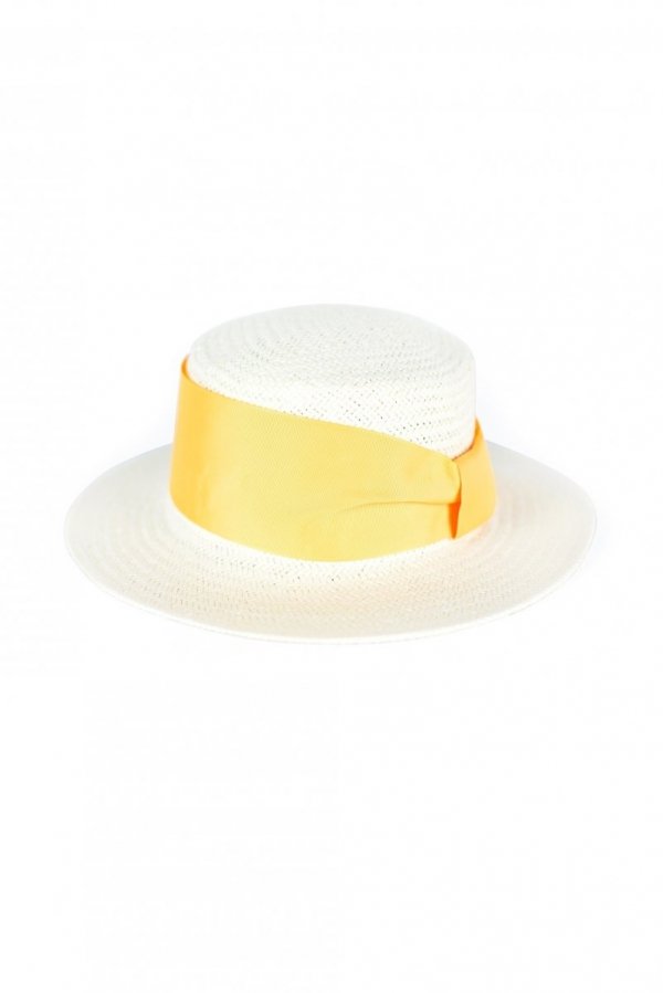 Art of Polo Wide Stripe Ecru-Żółty kapelusz damski