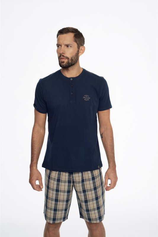 Henderson Ethos 41294-59X Granatowo-Beżowa piżama męska