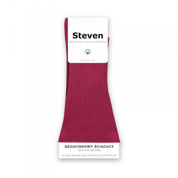 Steven bezuciskowe 018 bordowe skarpetki damskie