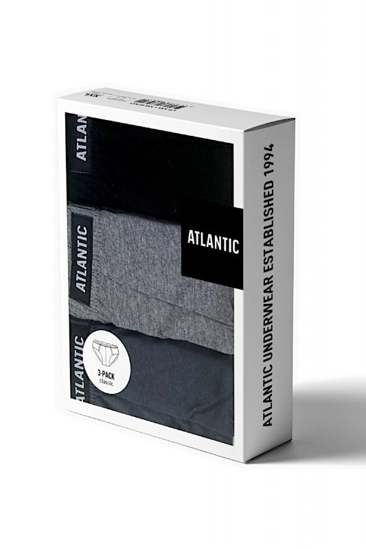 Atlantic classic 006 3-pak cza/szm/grf slipy męskie