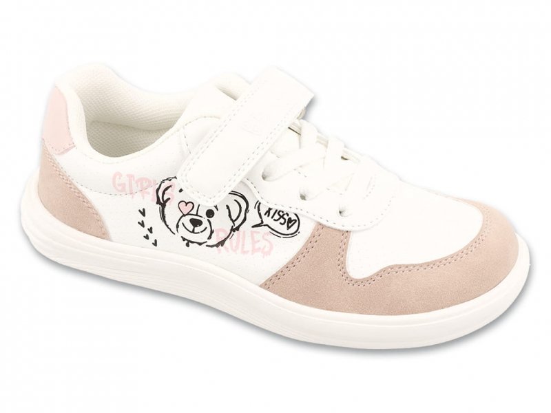 Befado FIKO BAREFOOT 004X008 white/pink buty dziewczęce na rzep
