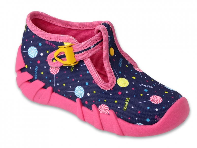 Befado 110N471 SPEEDY kapcie granatowe na zapinki 