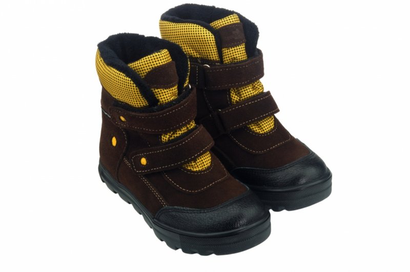 Buty zimowe REN-BUT 12-1524 RENTEX brąz/żółty