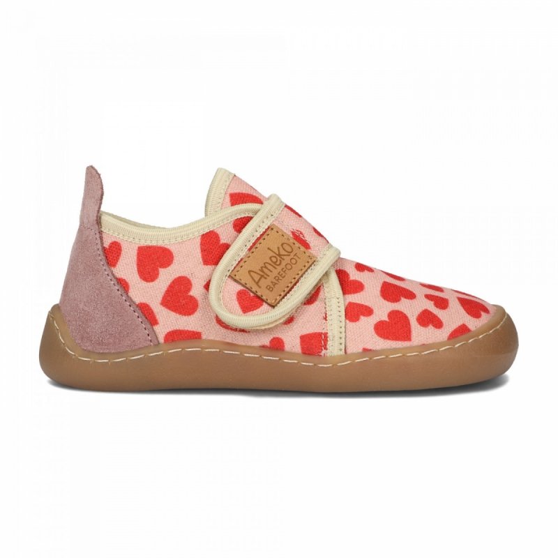 AMEKO kapcie BAREFOOT PIKO - HEARTS na rzep