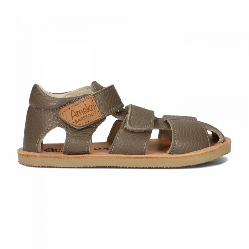 AMEKO Sandał zabudowany BAREFOOT KIKO - TAUPE na rzepy
