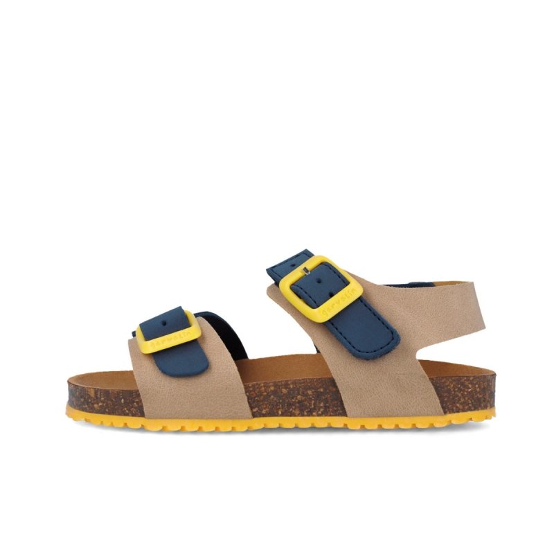 Sandałki GARVALIN 252474-B827 BEIGE Y AZUL MARINO beżowe na rzep