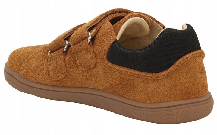 Półbuty BARTEK BAREFOOT 8600363 jasny brąz na rzepy