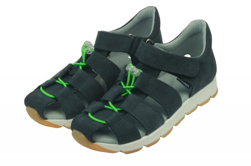 Sandałki zabudowane MAZUREK 1364 c. jeans zielony rzep