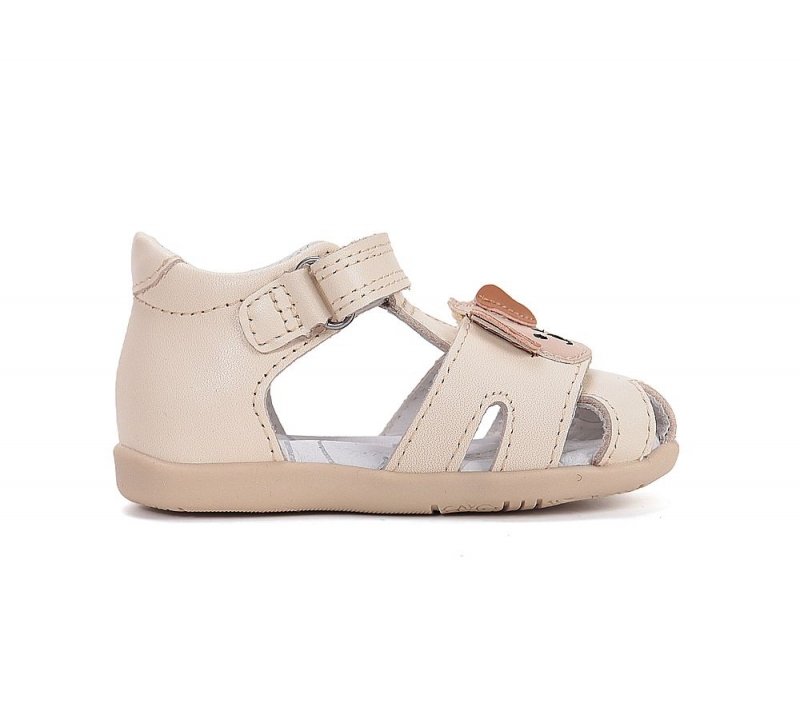 Sandałki skórzane D.D.STEP G075-61516B CREAM na rzepy