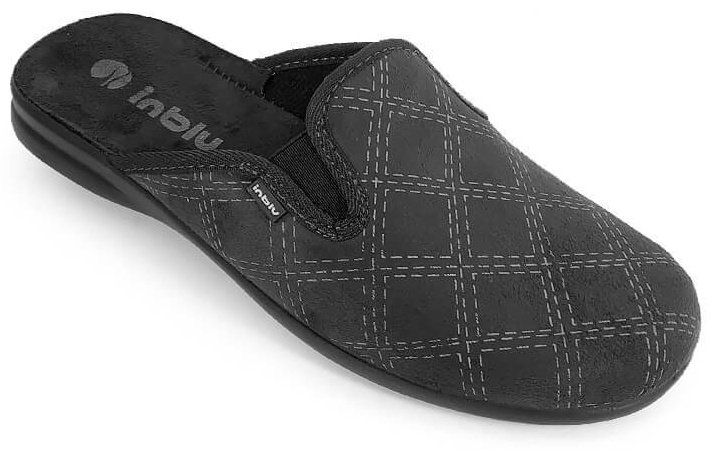 Inblu OG-1D pantofle domowe męskie czarny - kratka