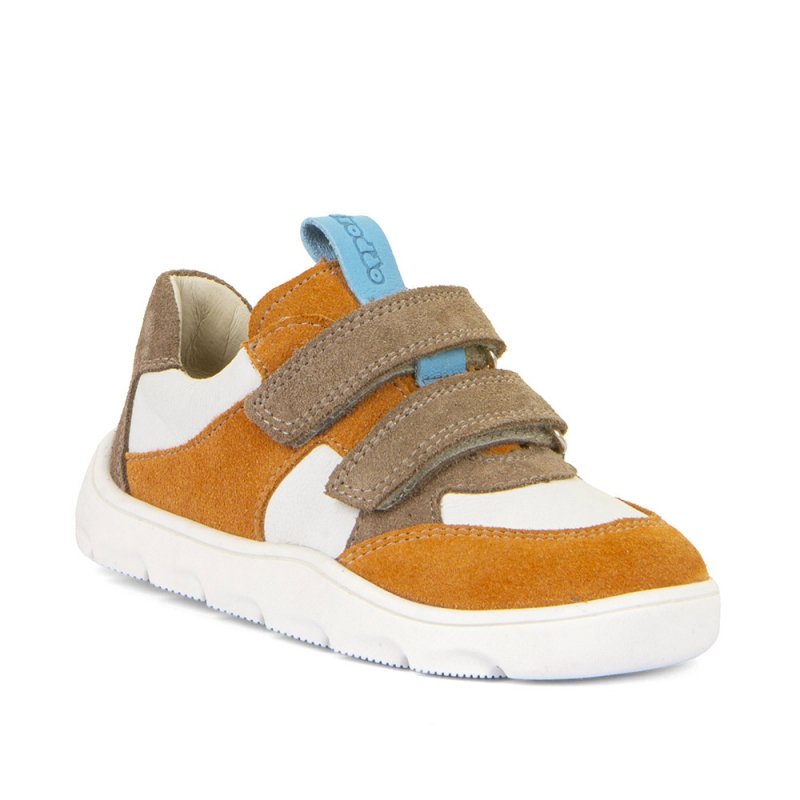 Półbuty FRODDO G3130264-11 WHITE/ORANGE barefoot chłopięce na rzepy