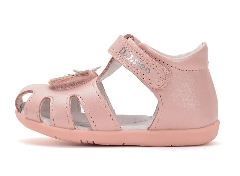 Sandałki skórzane D.D.STEP G075-51284D Baby Pink na rzepy