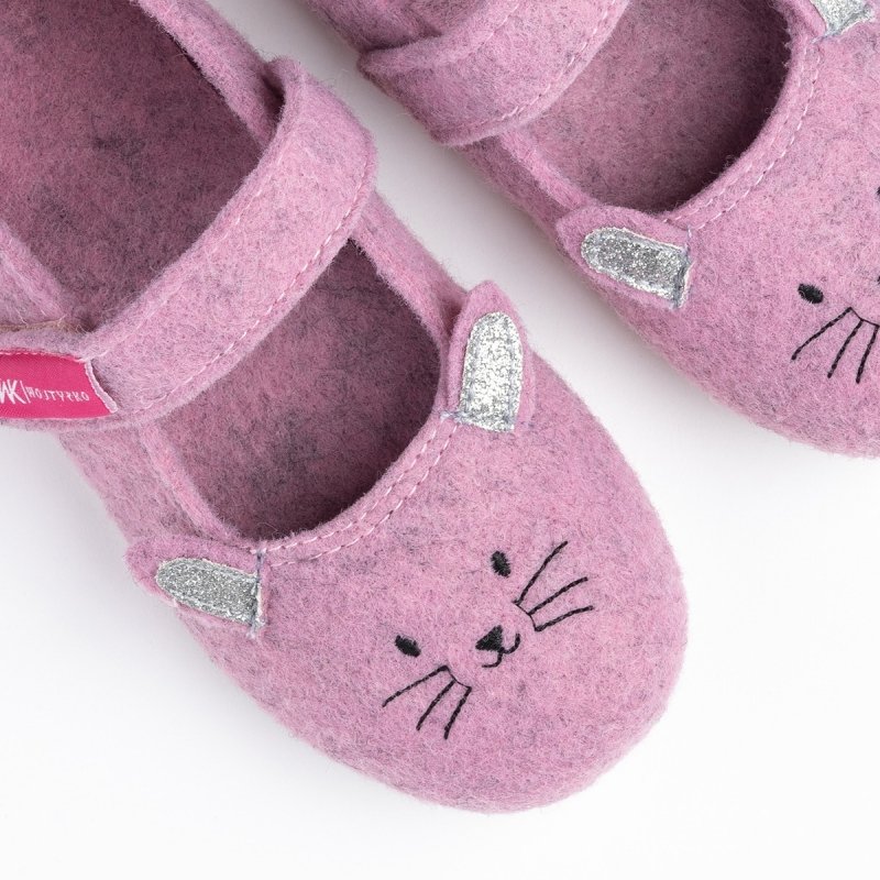 Wojtyłko 3P25098R kapcie dziewczęce filcowe na rzep