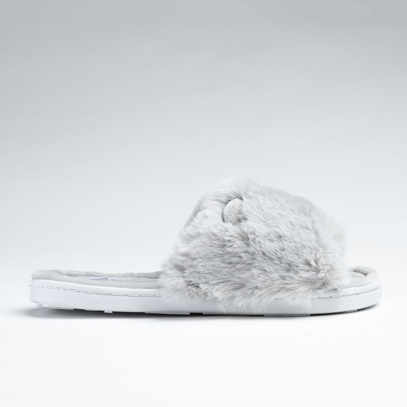 AXIM 7P24071 SZARY kapcie damskie - futerko