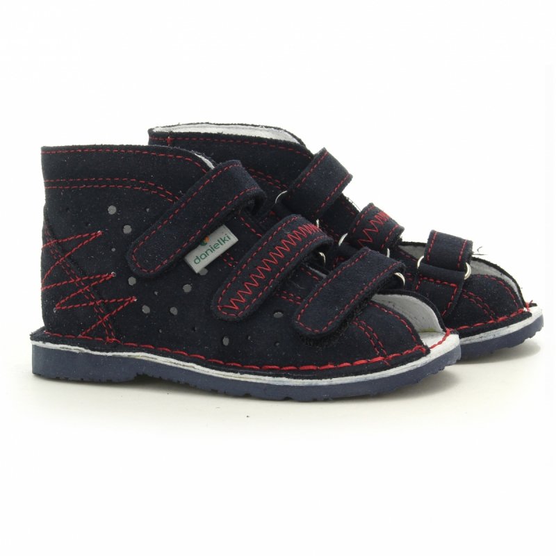 Sandałki Danielki profilaktyczne T215 granat czerwony