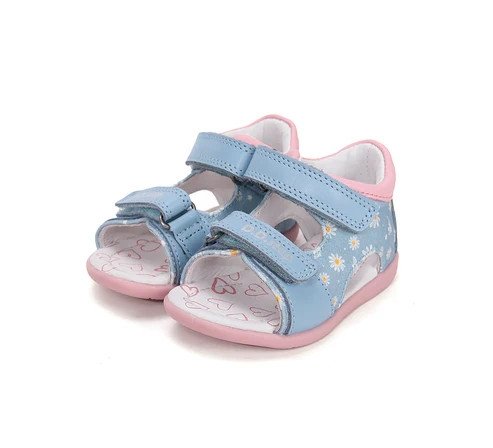 Sandałki skórzane D.D.STEP G075-61329A AERO BLUE na rzepy