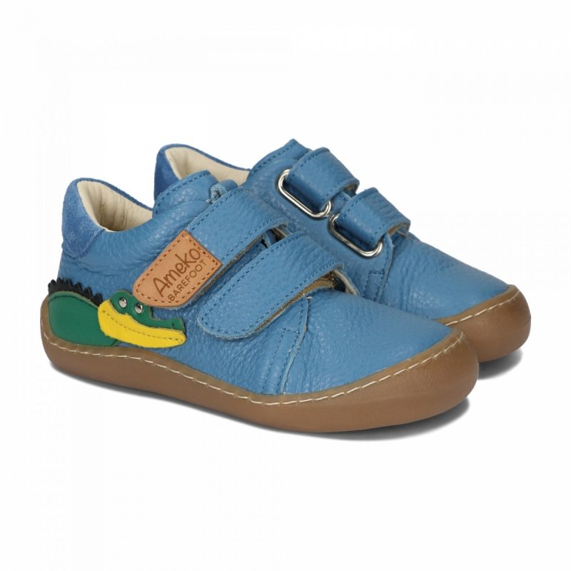 Półbuty AMEKO BAREFOOT OTIS - CROCO BLUE dla chłopca na rzepy