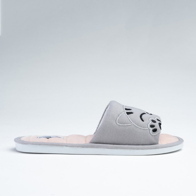 AXIM 7P24068 szare kapcie damskie Kotek 