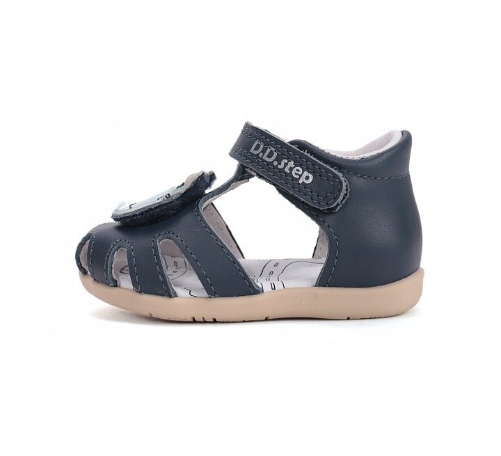 Sandałki skórzane D.D.STEP G075-61516A ROYAL BLUE na rzepy
