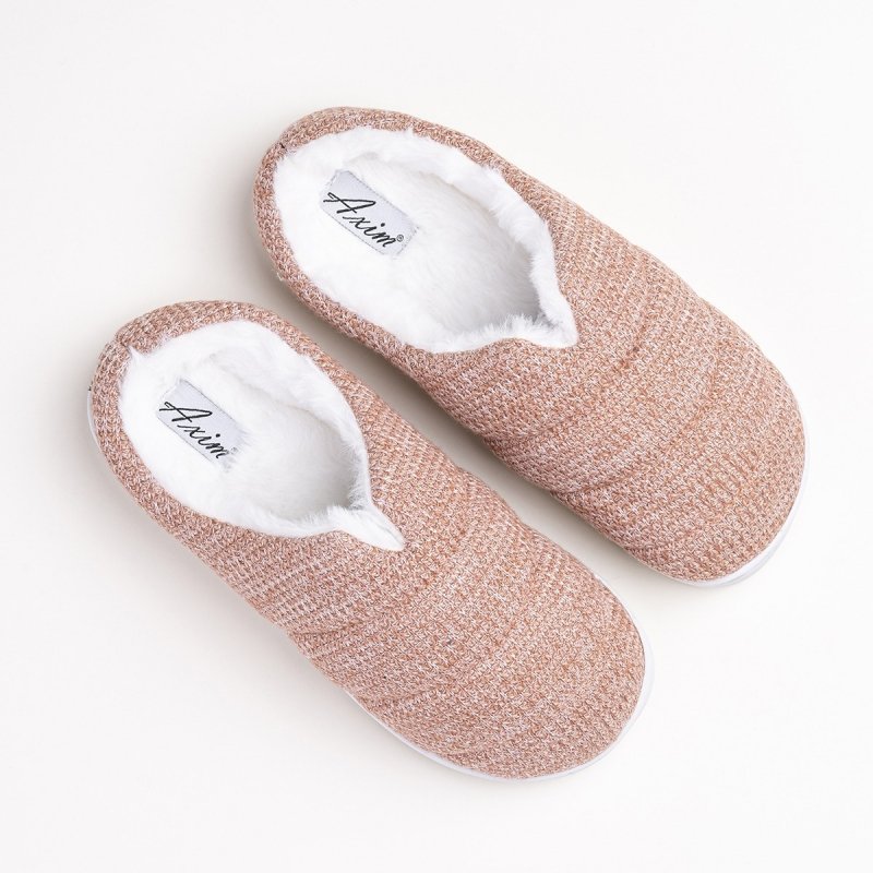 AXIM 7P24080 BEŻOWY kapcie damskie zakryte palce