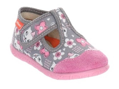 MILAMI 112 BR-12 GREY kapcie dziewczęce szare na rzep