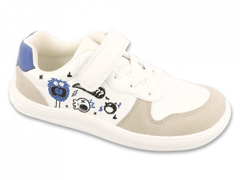 Befado FIKO BAREFOOT 004Y007 white/grey buty chłopięce na rzep