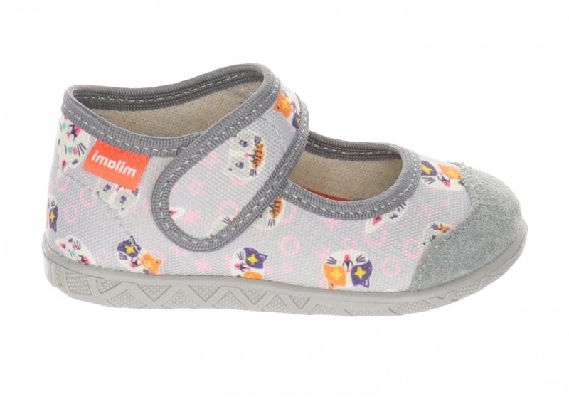 MILAMI 111 BR-17 GREY kapcie dziewczęce szare na rzep