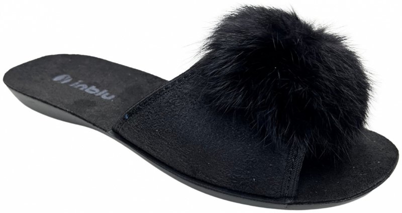 Inblu NP-6V klapki damskie domowe czarne -pompon