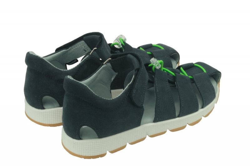 Sandałki zabudowane MAZUREK 1364 c. jeans zielony rzep
