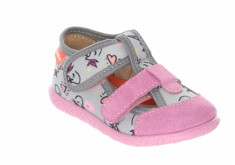 MILAMI 118 BR-29 GREY kapcie dziewczęce szare na rzepy