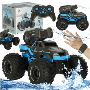 Samochód RC amfibia wodoodporny sterowany gestami ręką + 2 piloty niebieski