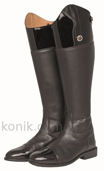 Leather homura　1 Oficerki skórzane TOSKANA krótkie z lakierowaną wstawką