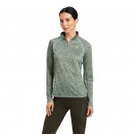 Bluzka damska SUNSTOPPER 2.0 - Ariat - hedge green doodle horse 