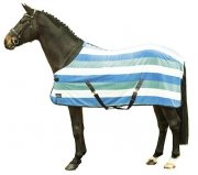 Derka polarowa z pasami - HKM - biały/zielony/niebieski