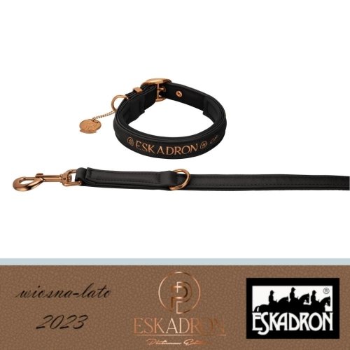 Obroża + smycz dla psa FAUX LEATHER Platinum 2023- Eskadron - black