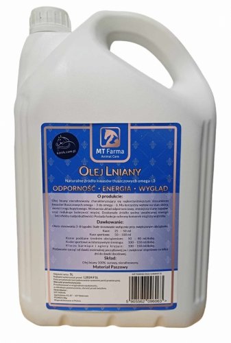Olej lniany 5L - MT Farma KRÓTKI TERMIN 12/2024