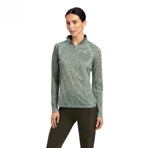 Bluzka damska SUNSTOPPER 2.0 - Ariat - hedge green doodle horse 